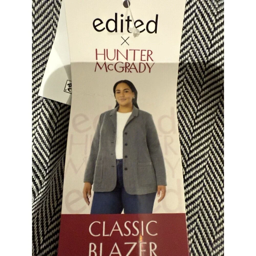 Edited by Hunter McGrady Women's Classic Blazer Herringbone Size 2X - Picture 7 of 9